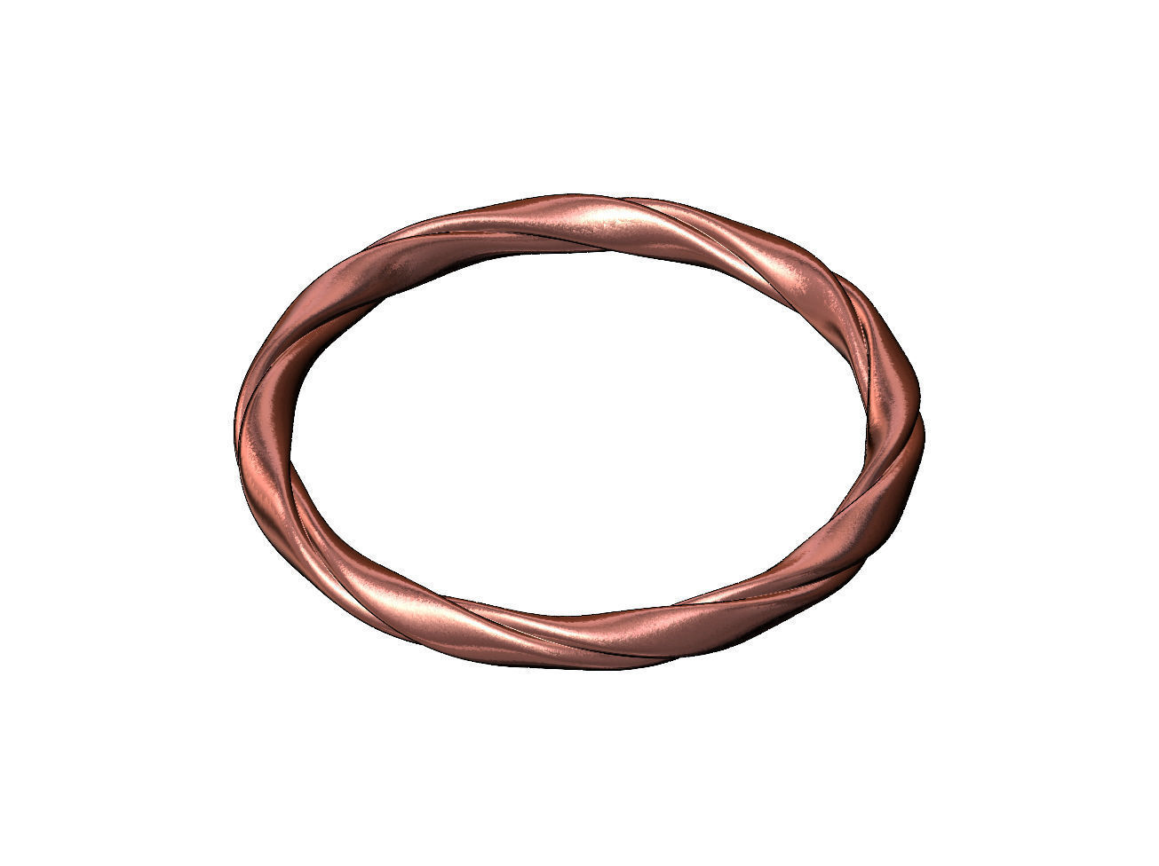 Braided French ribbon cuff bracelet bangle Size M 55mm 3D print model_9