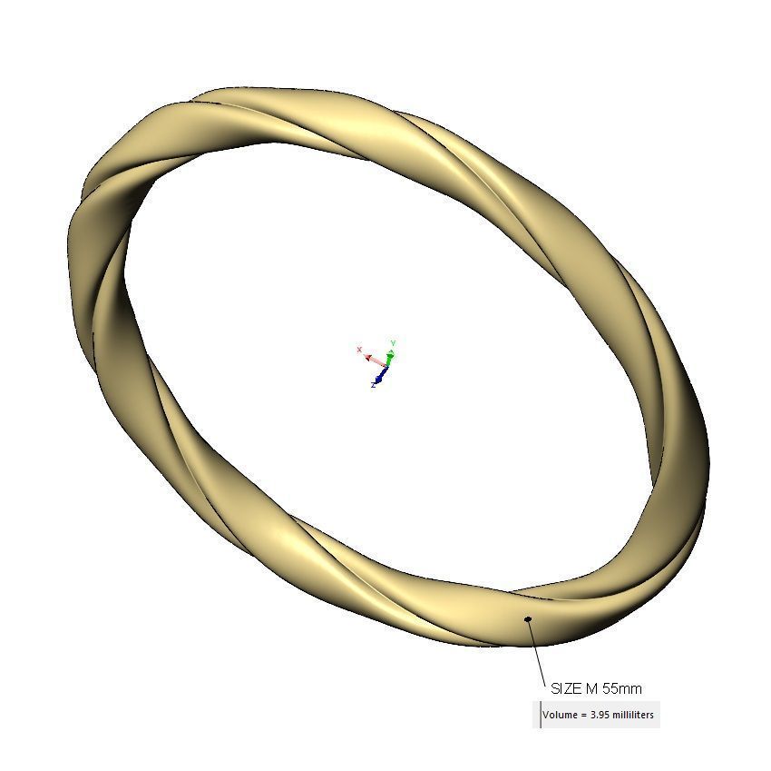 Braided French ribbon cuff bracelet bangle Size M 55mm 3D print model_14