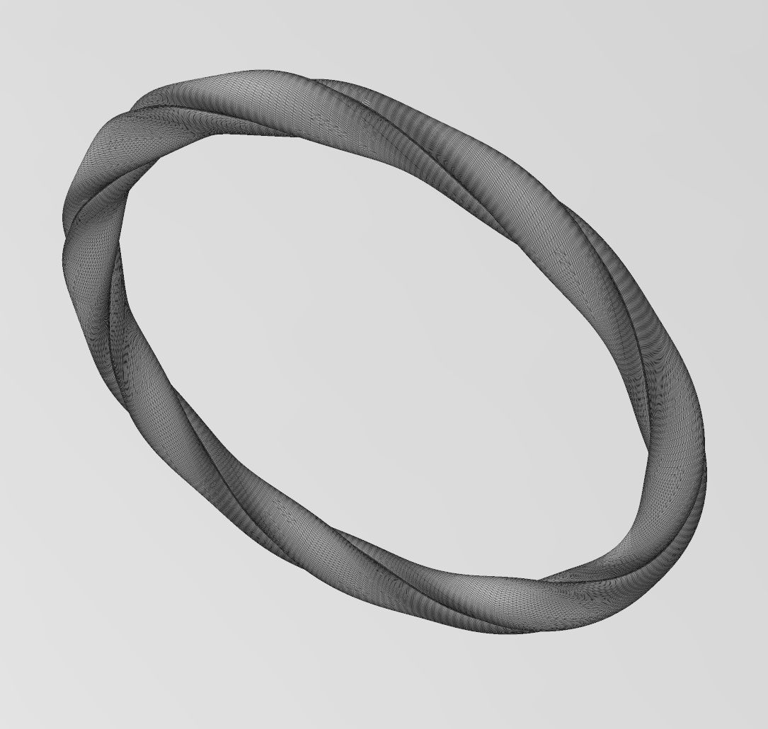 Braided French ribbon cuff bracelet bangle Size M 55mm 3D print model_12