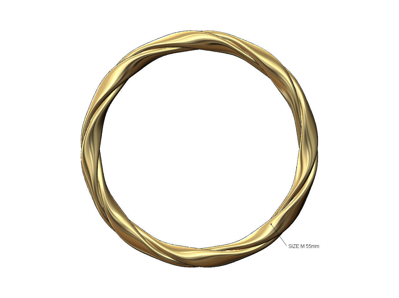 Braided French ribbon cuff bracelet bangle Size M 55mm 3D print model_1