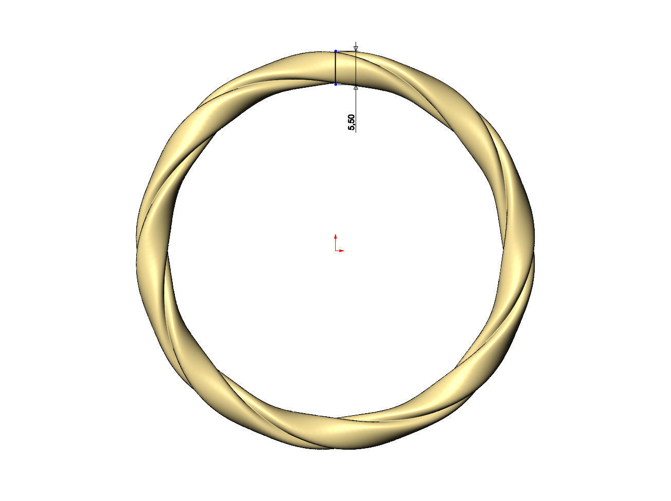 Braided French ribbon cuff bracelet bangle Size M 55mm 3D print model_7