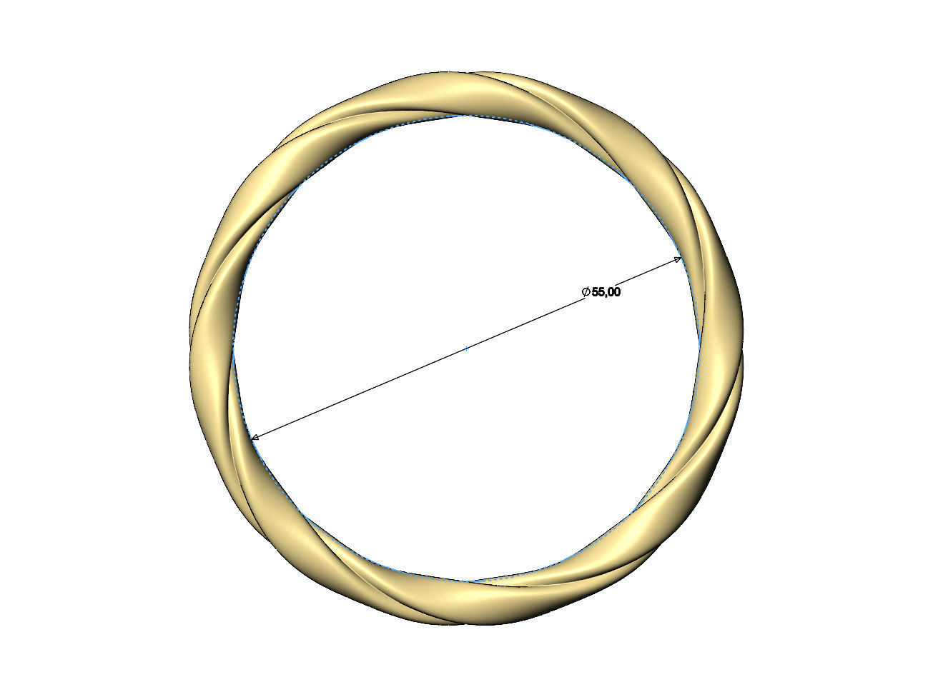 Braided French ribbon cuff bracelet bangle Size M 55mm 3D print model_6