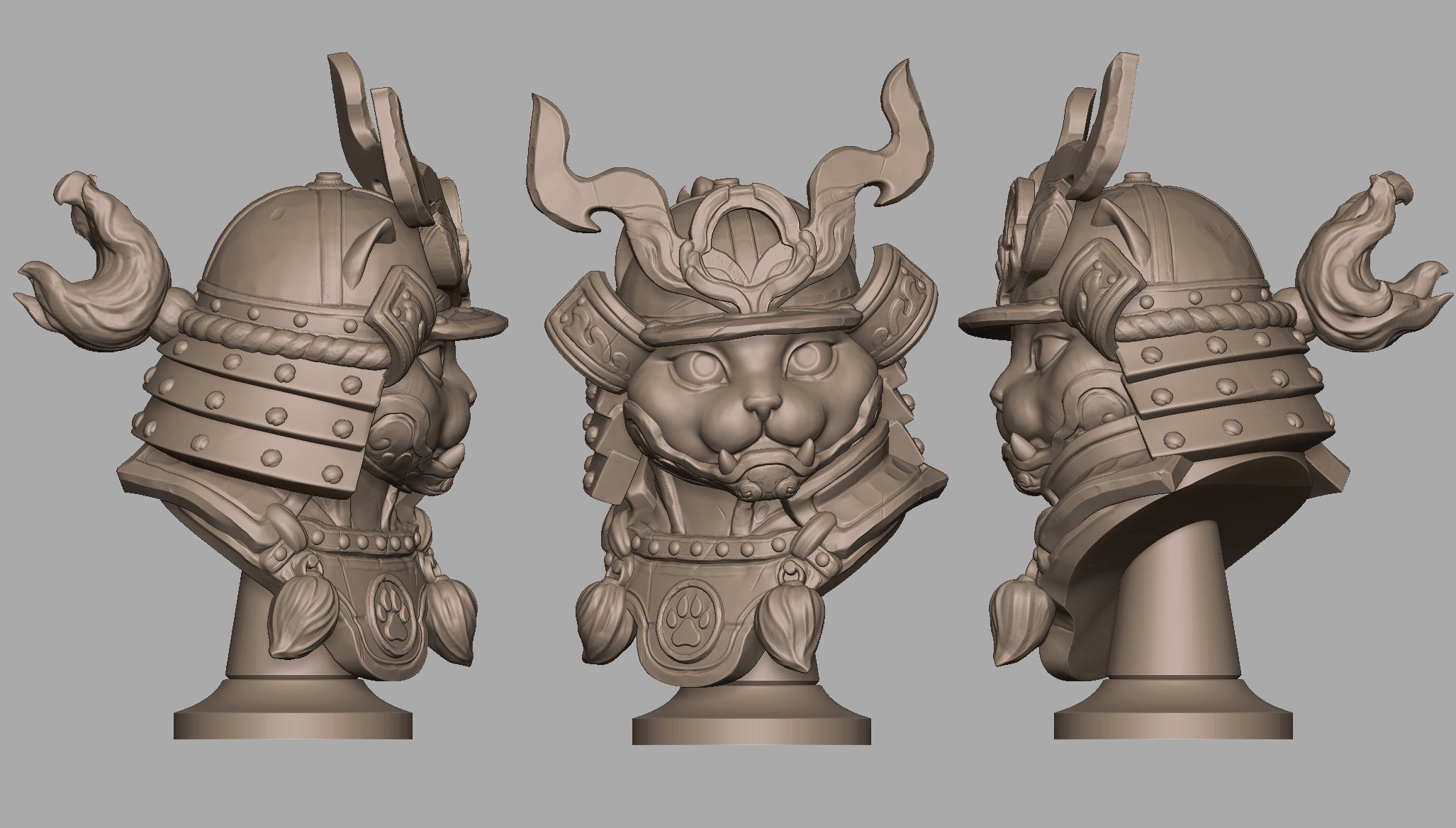 Cat Samurai Knight 3D print model_3
