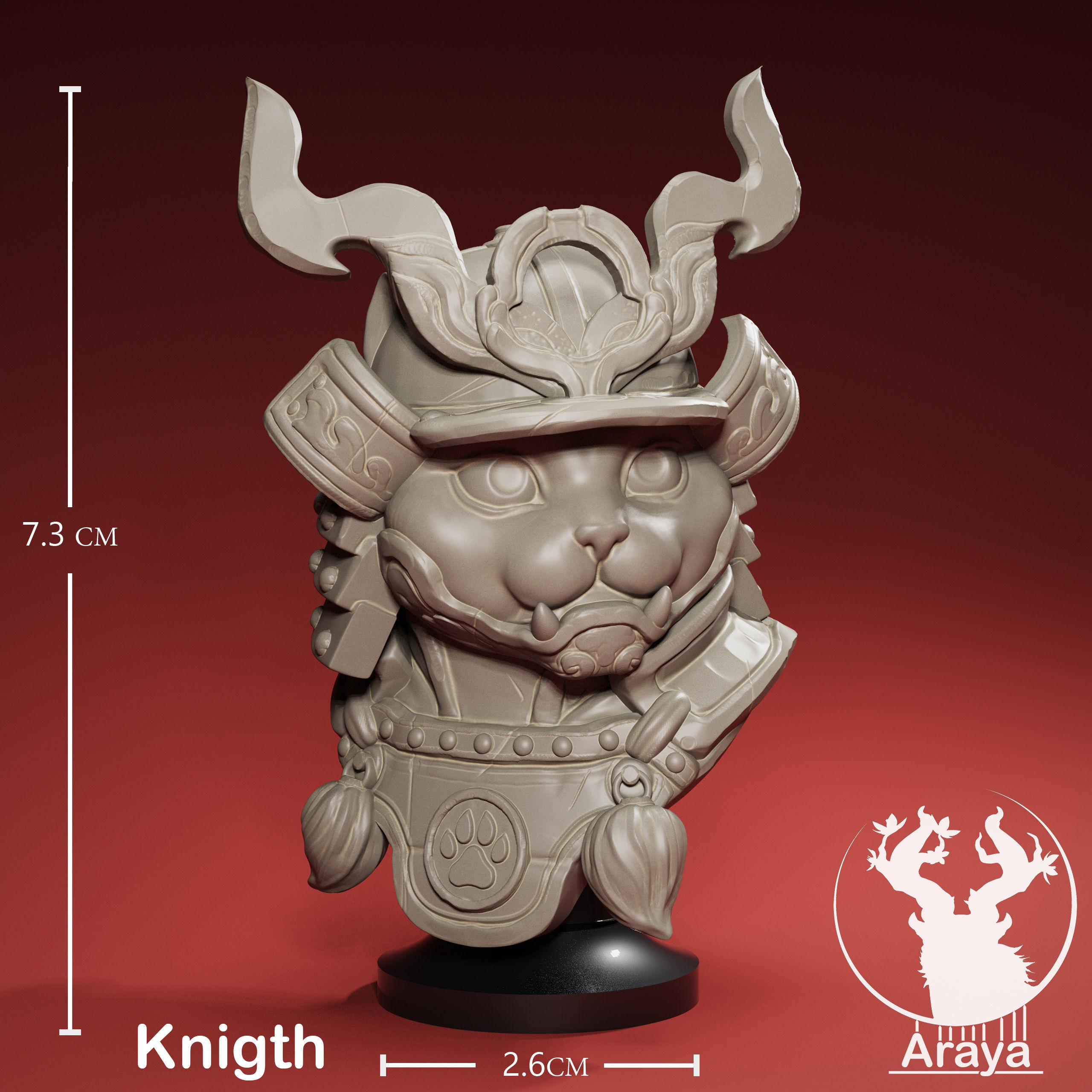 Cat Samurai Knight 3D print model_1