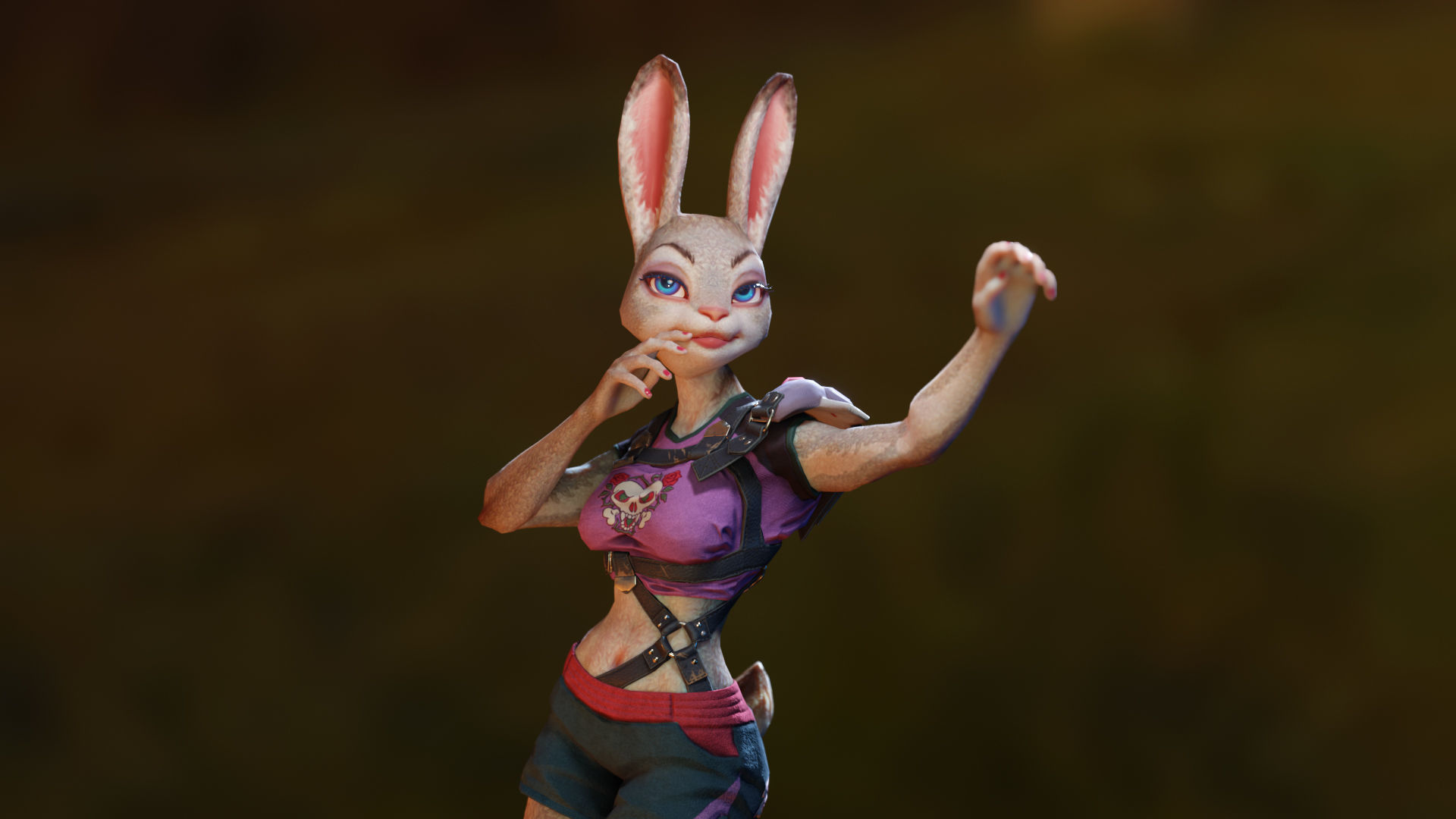 Bunny girl Low-poly 3D model_4