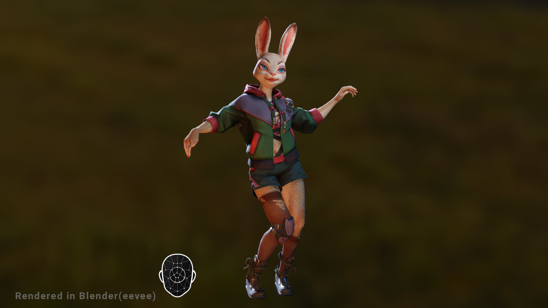 Bunny girl Low-poly 3D model_6