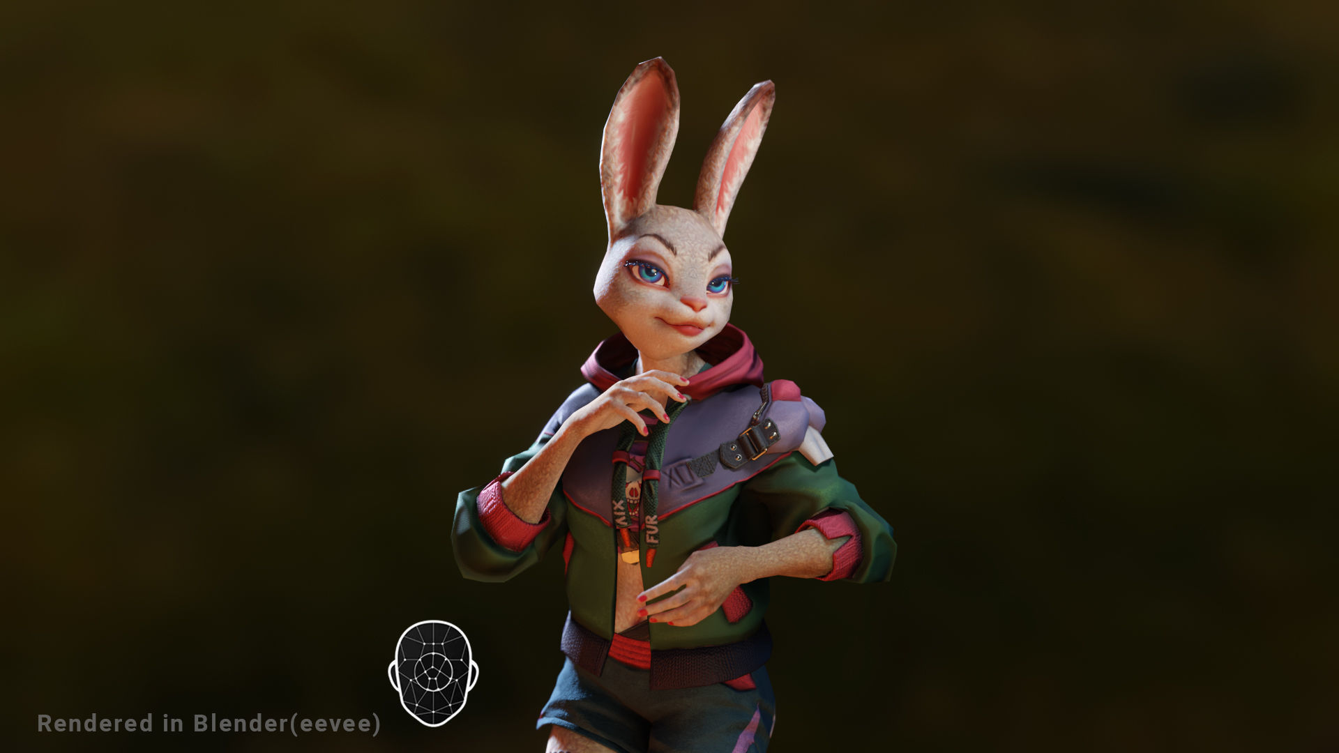 Bunny girl Low-poly 3D model_5
