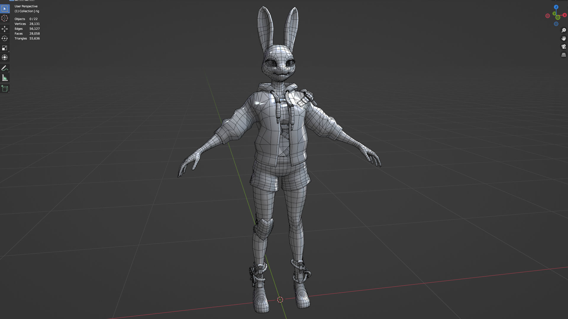 Bunny girl Low-poly 3D model_9
