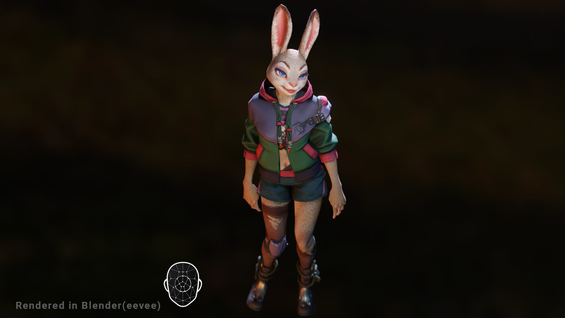 Bunny girl Low-poly 3D model_7