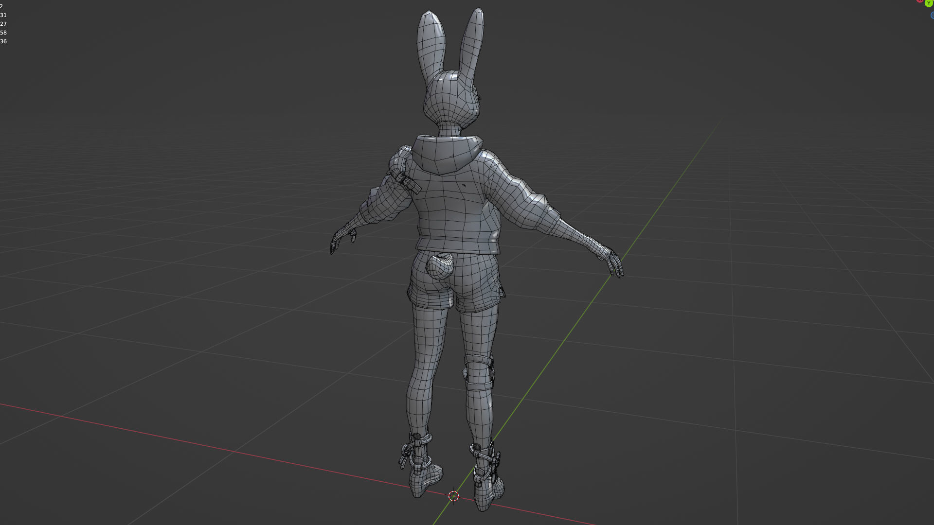 Bunny girl Low-poly 3D model_10