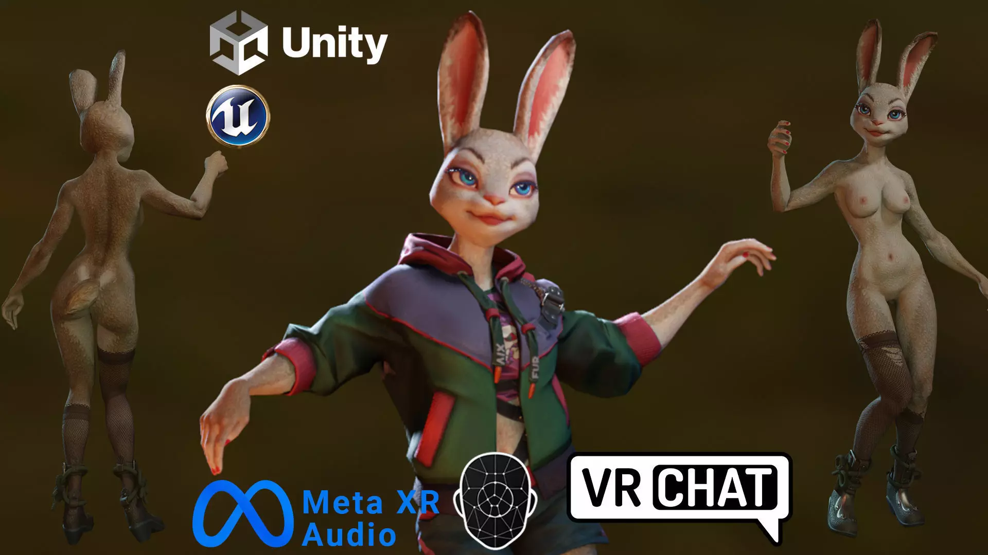 Bunny girl Low-poly 3D model_0