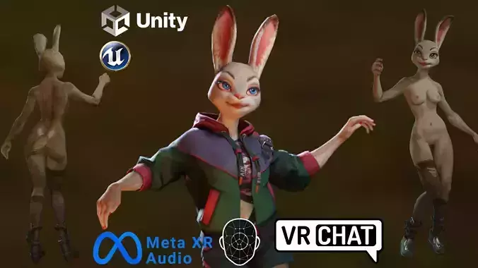 Bunny girl Low-poly 3D model