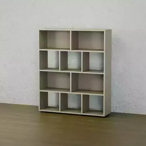 wooden shelf ten niches Low-poly 3D model