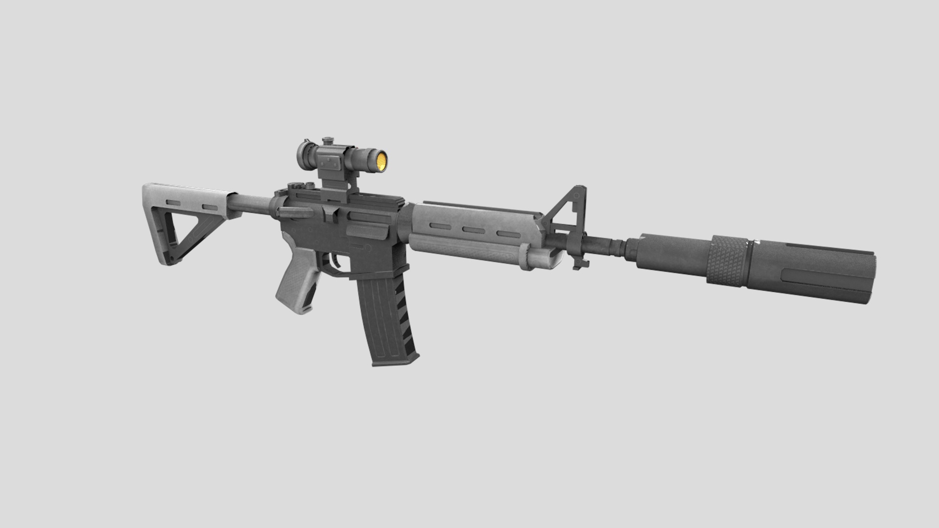 Carbine-gun model 3d game ready model Low-poly 3D model Low-poly 3D model_4