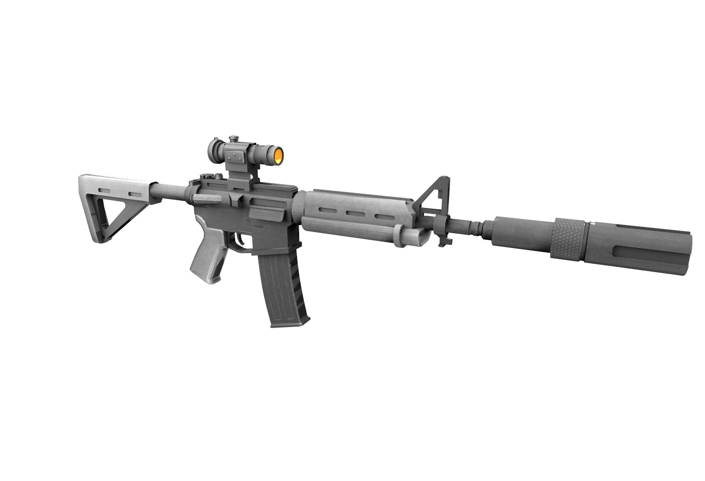 Carbine-gun model 3d game ready model Low-poly 3D model Low-poly 3D model_13