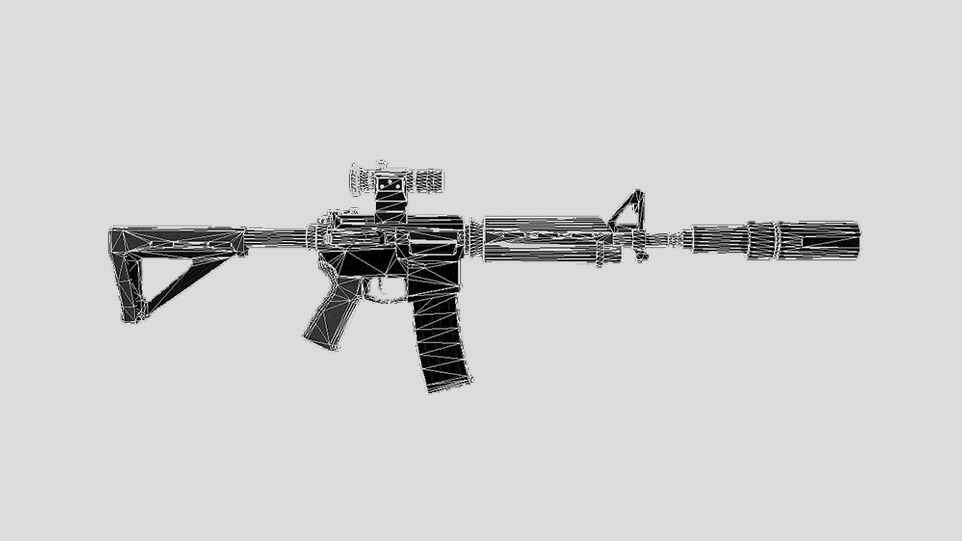 Carbine-gun model 3d game ready model Low-poly 3D model Low-poly 3D model_29