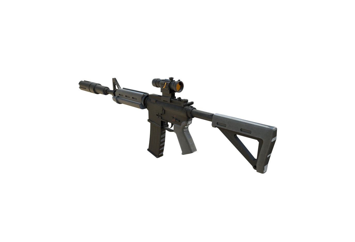 Carbine-gun model 3d game ready model Low-poly 3D model Low-poly 3D model_19