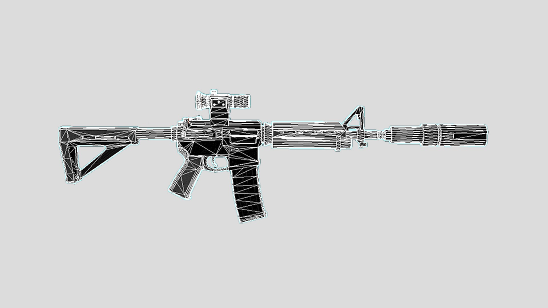 Carbine-gun model 3d game ready model Low-poly 3D model Low-poly 3D model_28