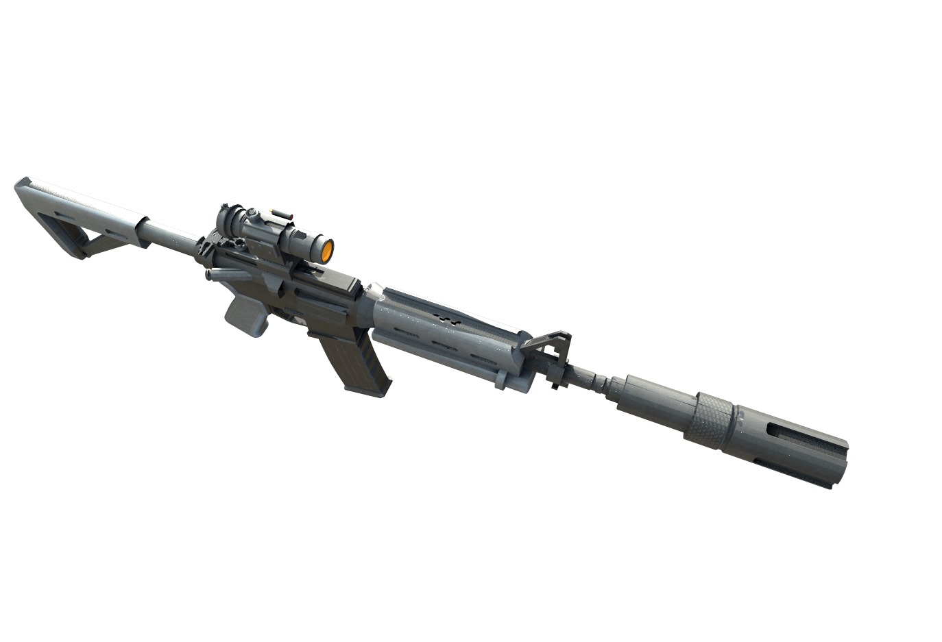 Carbine-gun model 3d game ready model Low-poly 3D model Low-poly 3D model_16