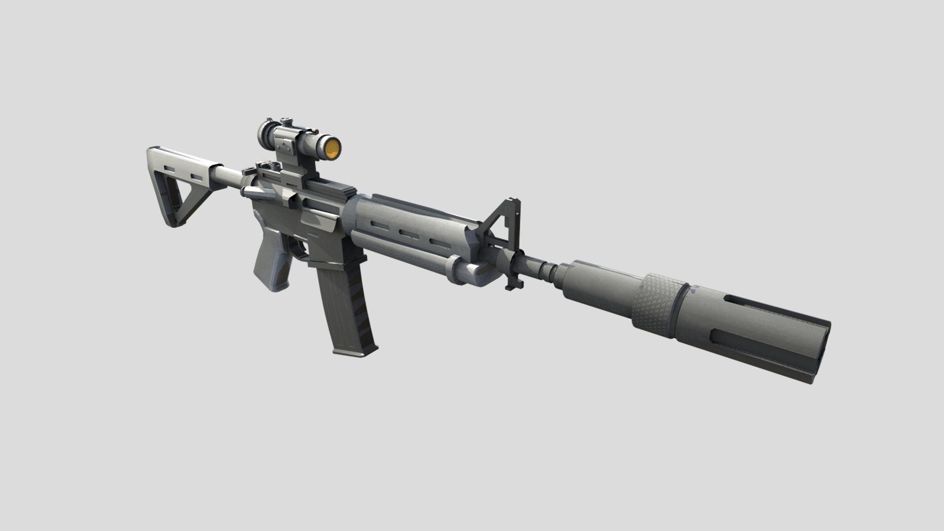 Carbine-gun model 3d game ready model Low-poly 3D model Low-poly 3D model_5