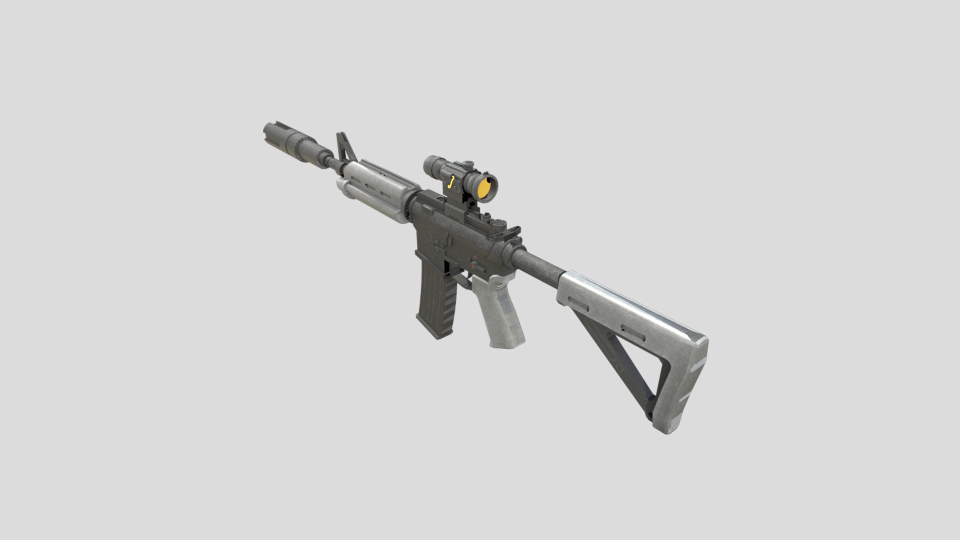 Carbine-gun model 3d game ready model Low-poly 3D model Low-poly 3D model_8