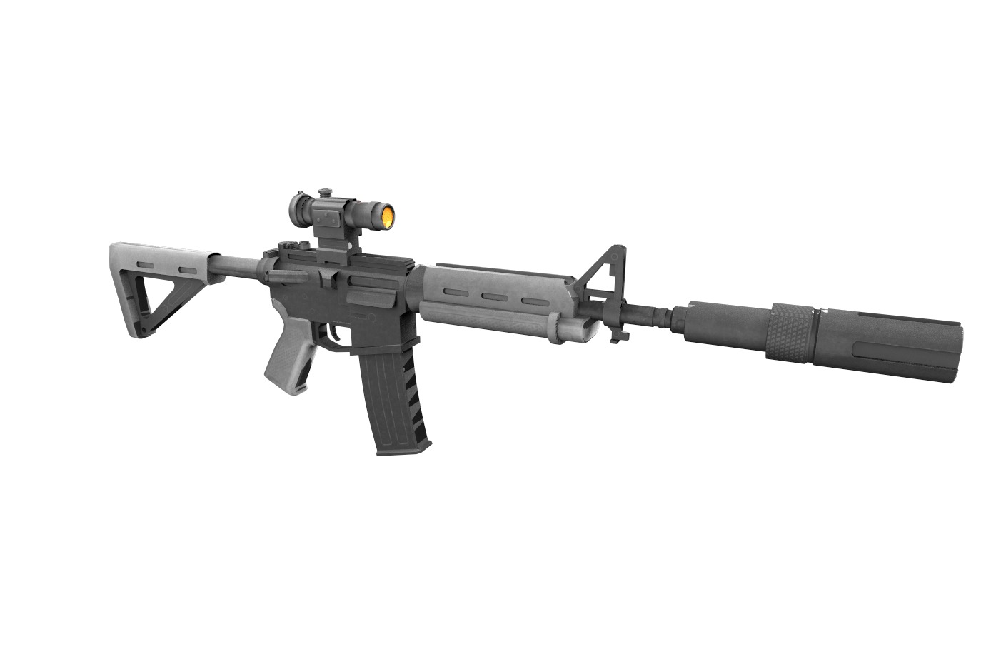 Carbine-gun model 3d game ready model Low-poly 3D model Low-poly 3D model_14