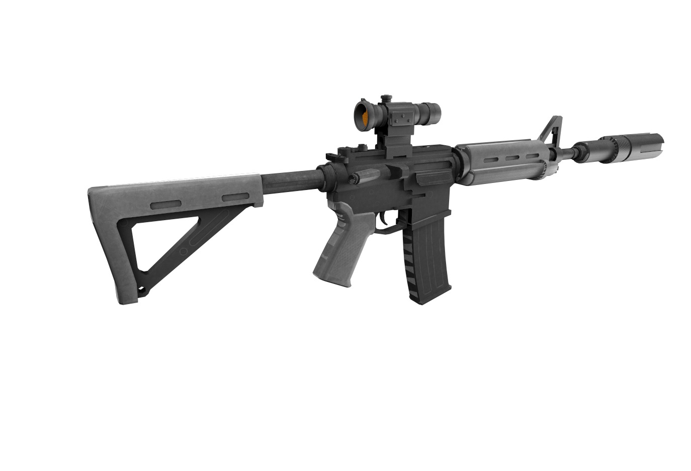 Carbine-gun model 3d game ready model Low-poly 3D model Low-poly 3D model_10