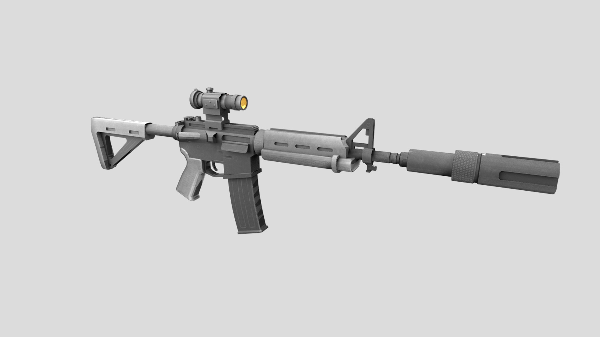 Carbine-gun model 3d game ready model Low-poly 3D model Low-poly 3D model_3