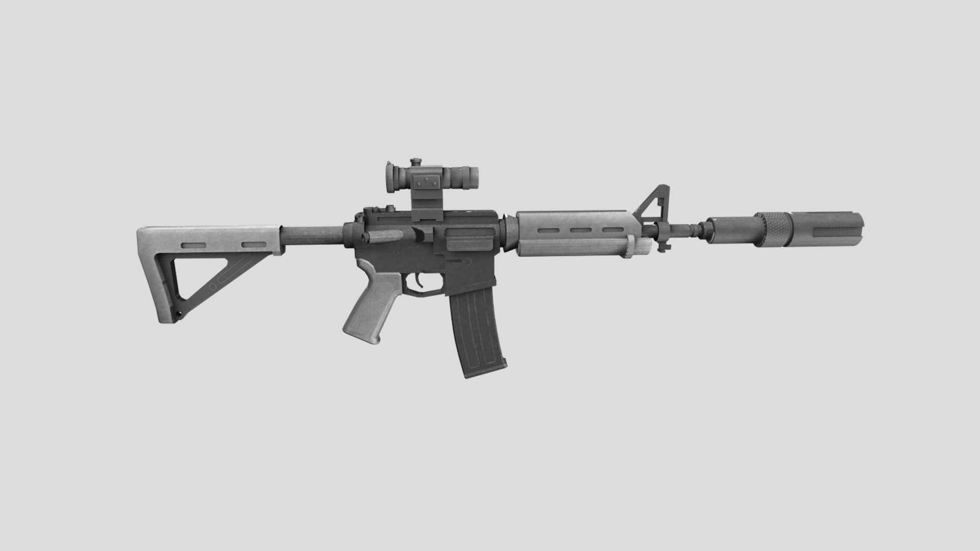 Carbine-gun model 3d game ready model Low-poly 3D model Low-poly 3D model_2