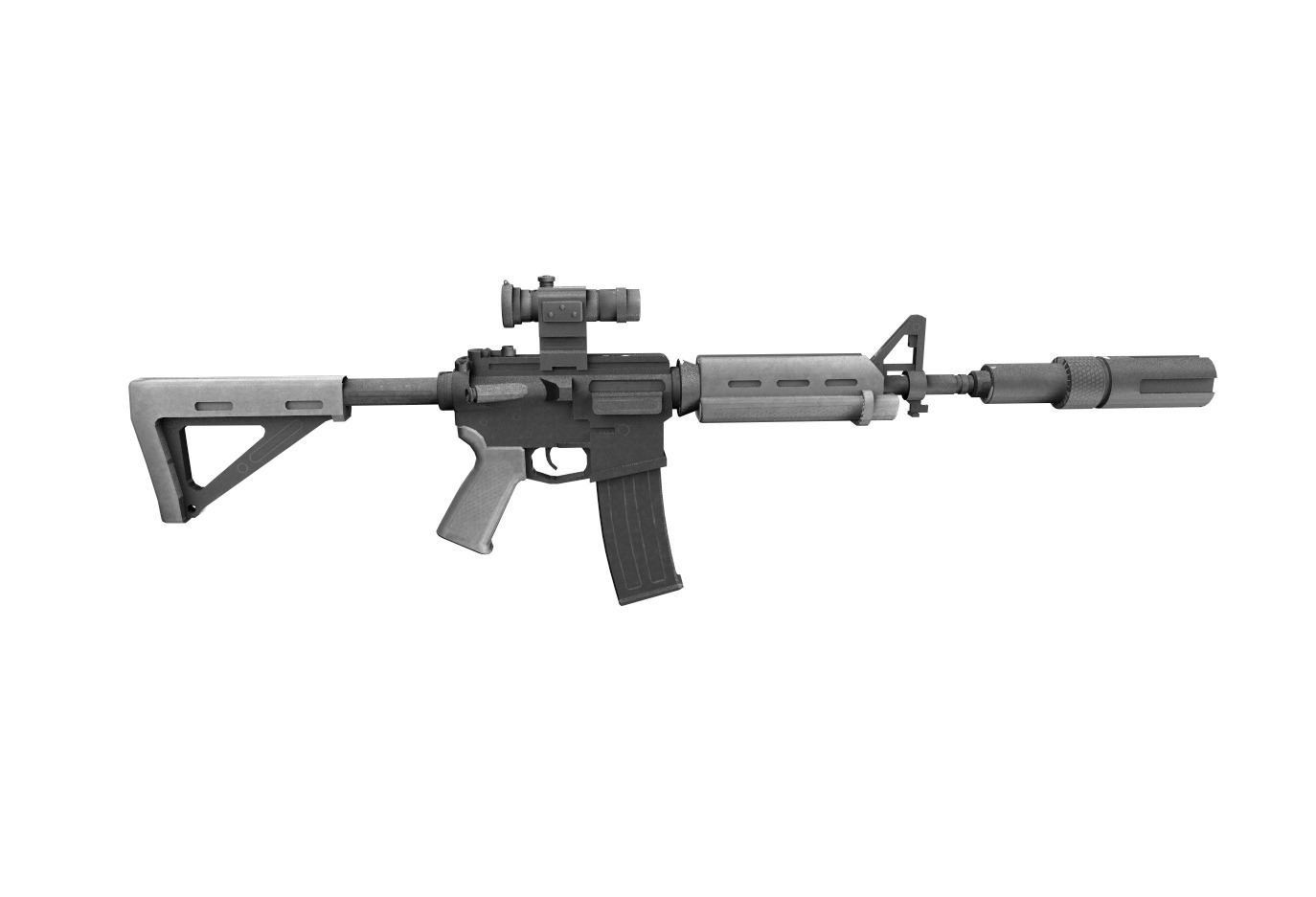 Carbine-gun model 3d game ready model Low-poly 3D model Low-poly 3D model_12