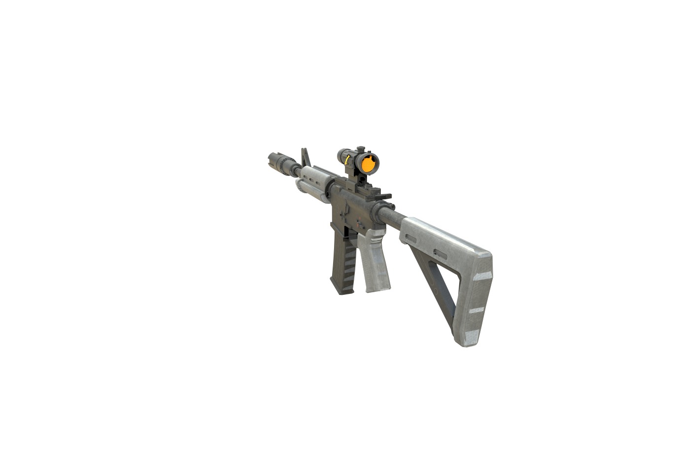 Carbine-gun model 3d game ready model Low-poly 3D model Low-poly 3D model_17