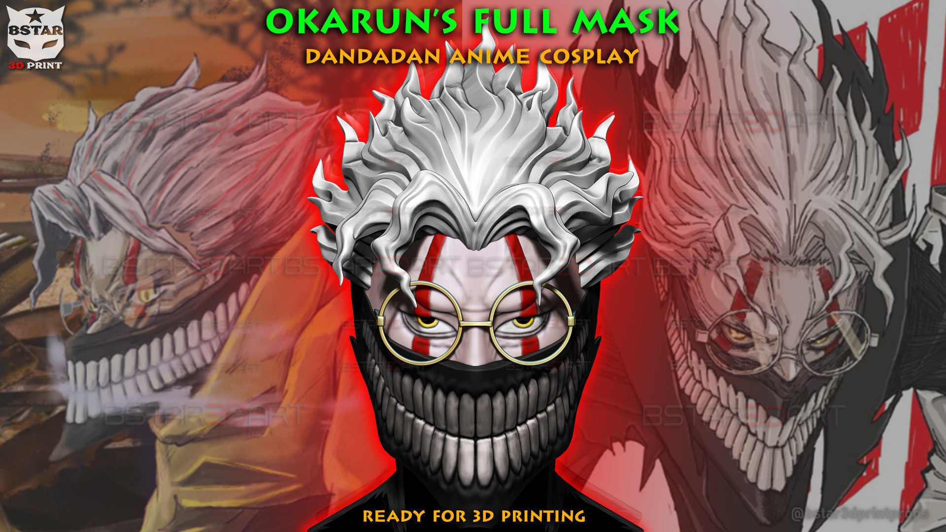 Dandadan Okarun Full Mask - High Quality - Anime Cospla 3D print model_1