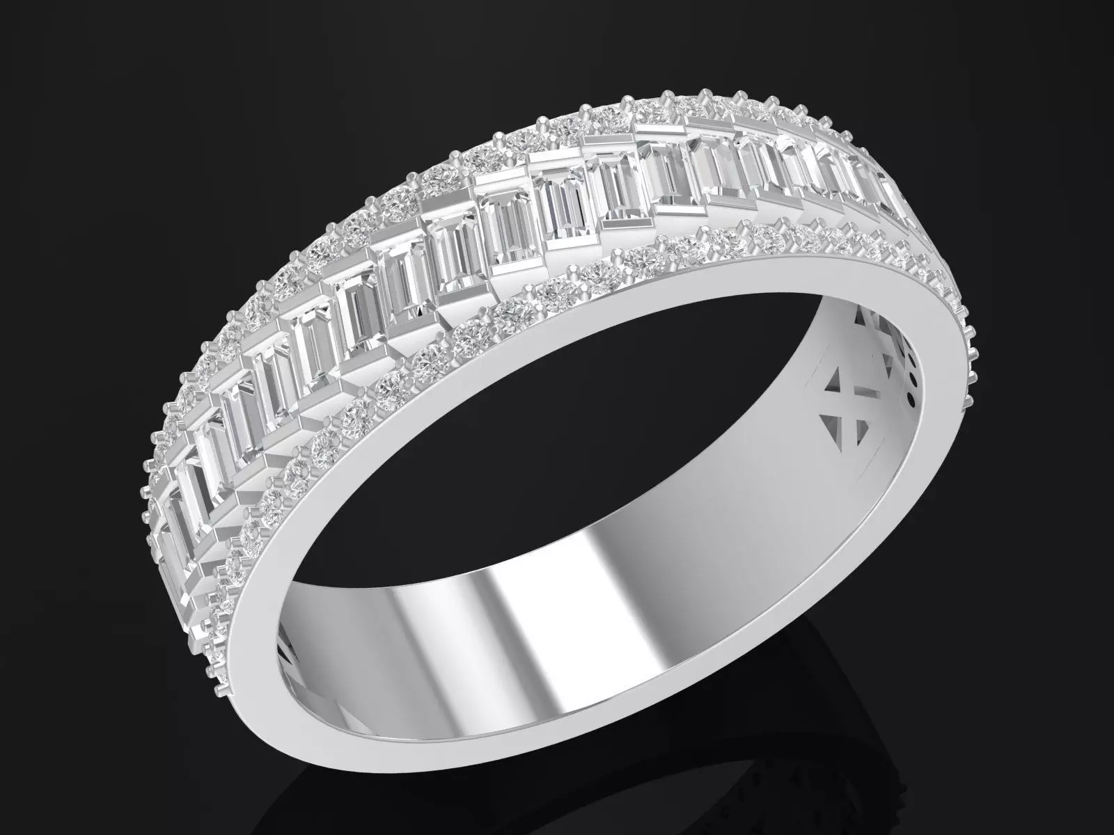 Luxury Baguette Cut Eternity Band Ring Jewelry Design 6008 3D print model