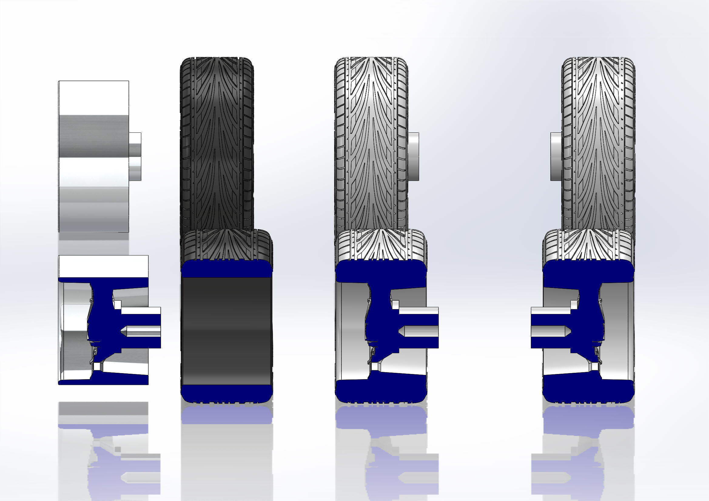 Set of custom wheels Foose Gusset for your scale model 3D print model_12