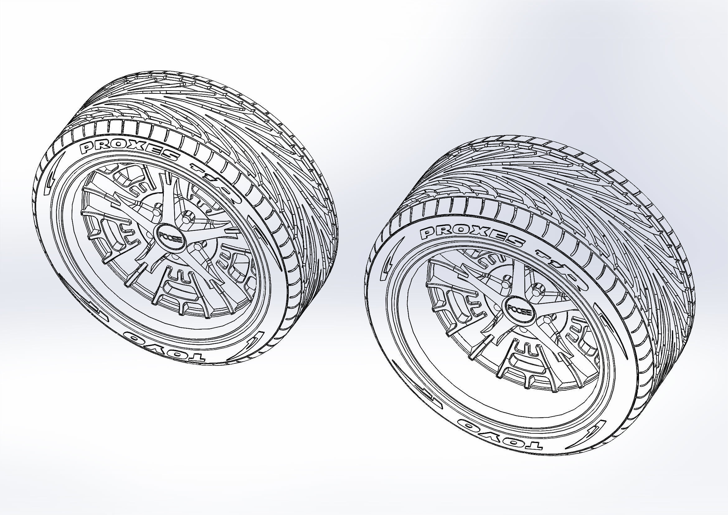 Set of custom wheels Foose Gusset for your scale model 3D print model_7