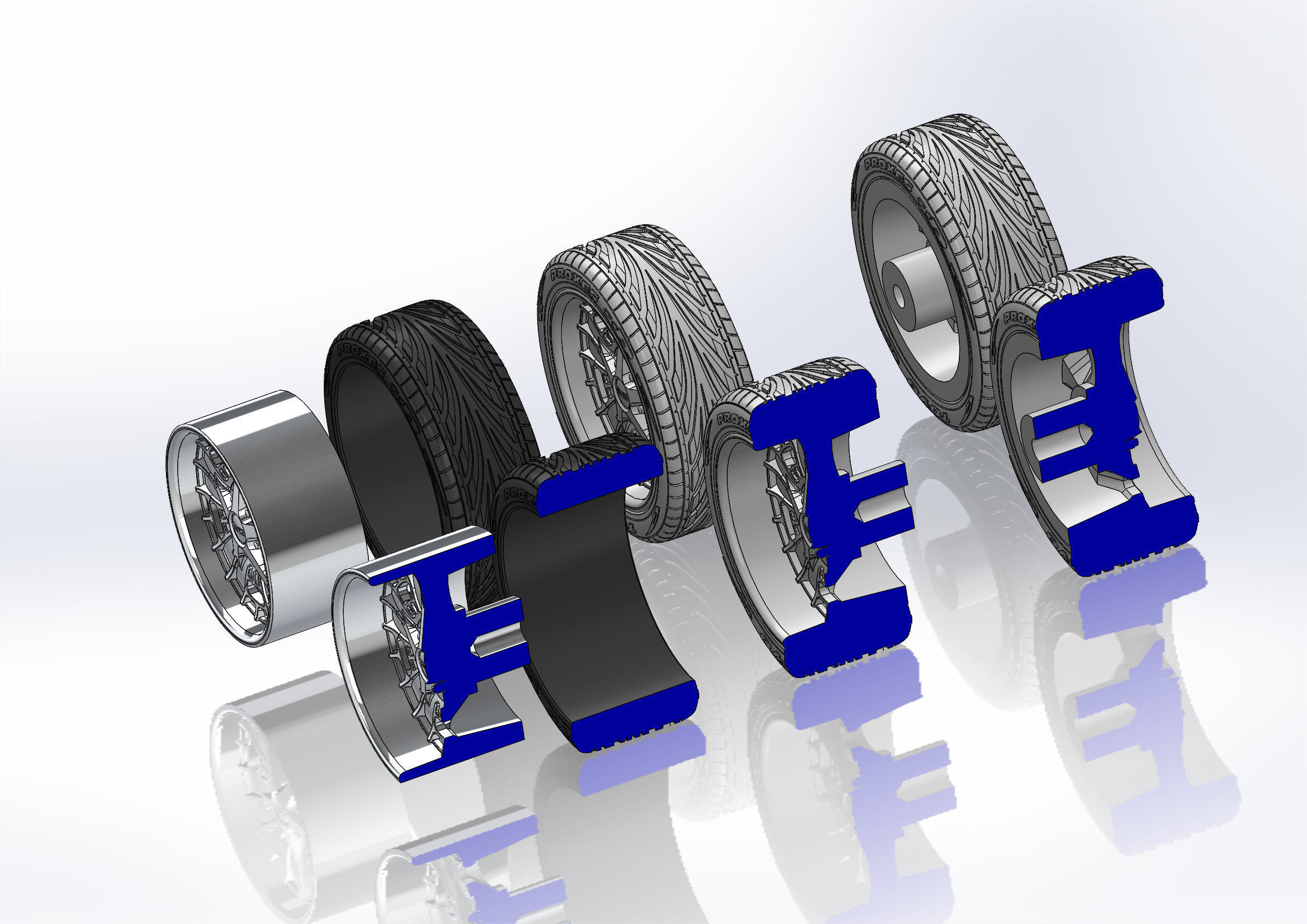 Set of custom wheels Foose Gusset for your scale model 3D print model_11