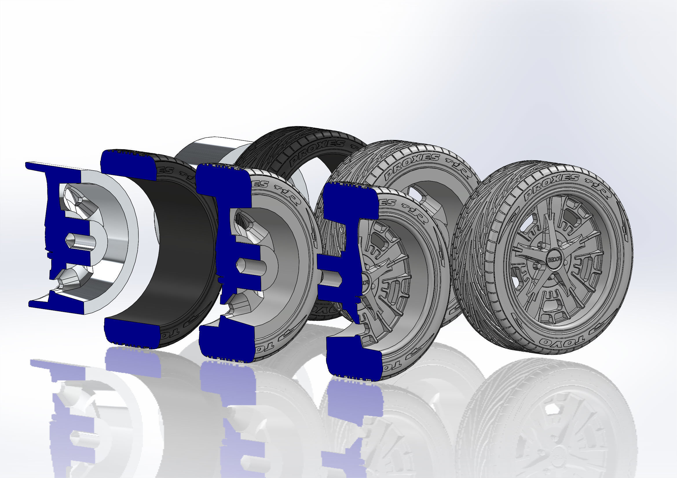 Set of custom wheels Foose Gusset for your scale model 3D print model_13