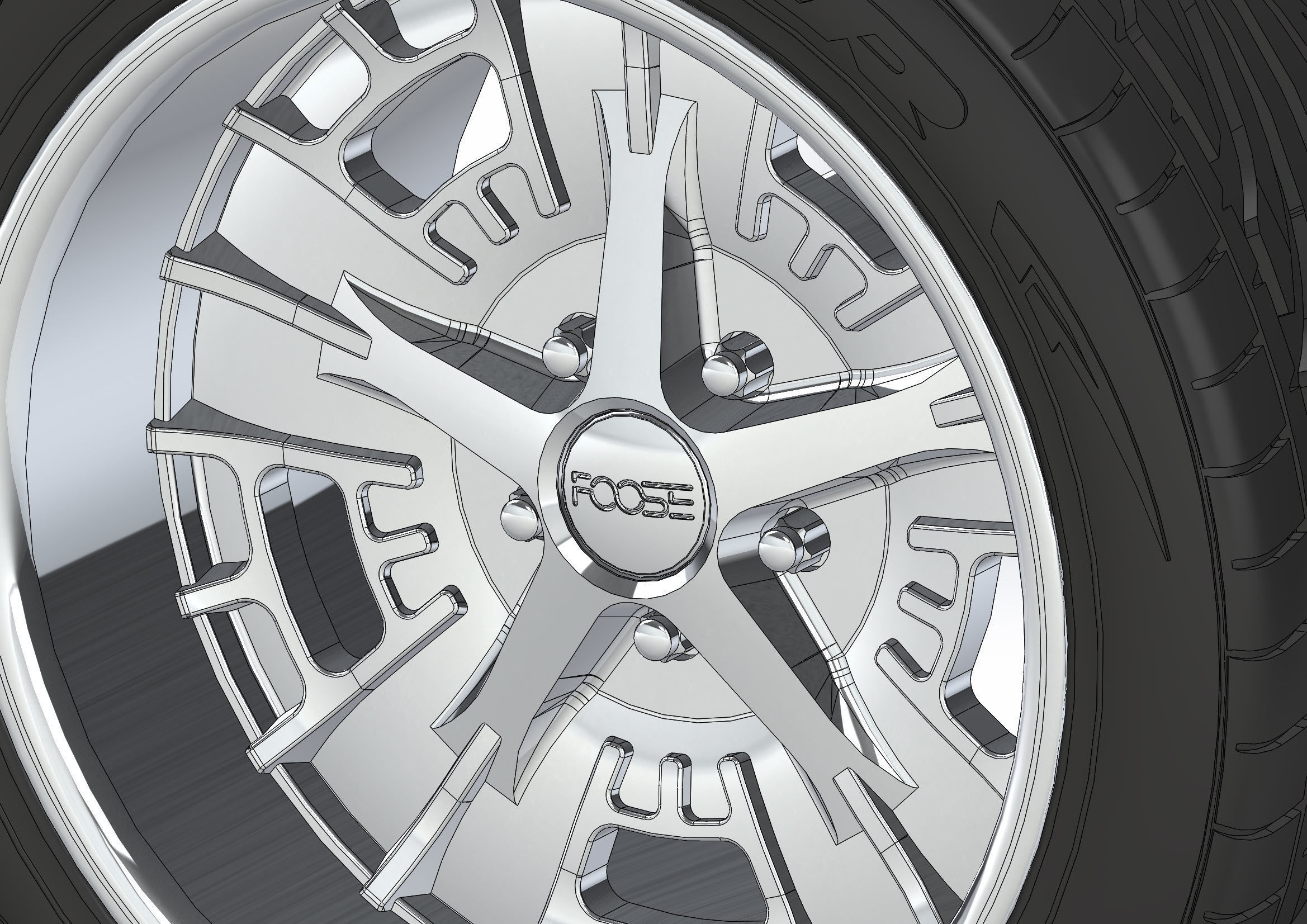 Set of custom wheels Foose Gusset for your scale model 3D print model_8