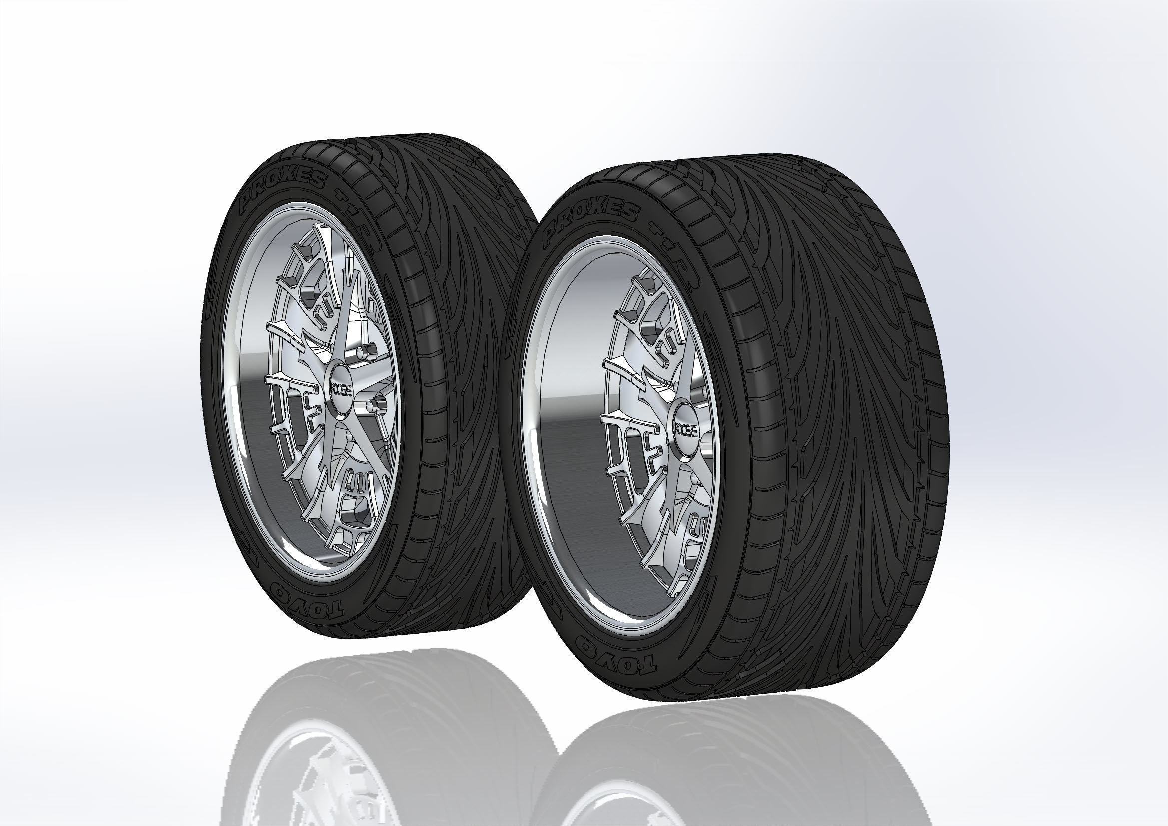 Set of custom wheels Foose Gusset for your scale model 3D print model_1