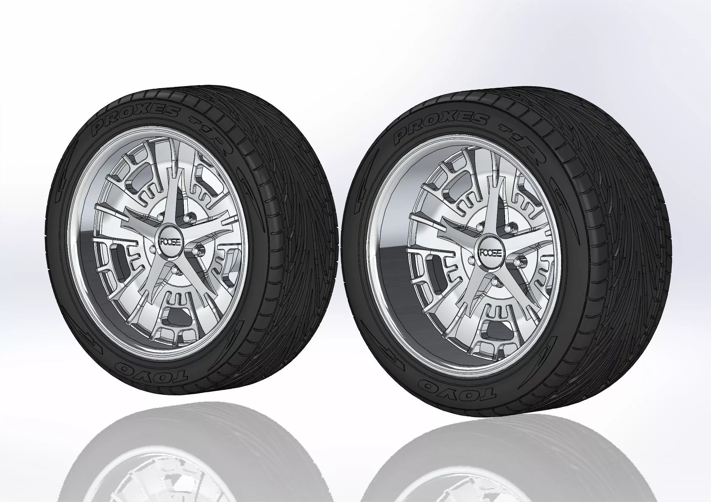 Set of custom wheels Foose Gusset for your scale model 3D print model_0