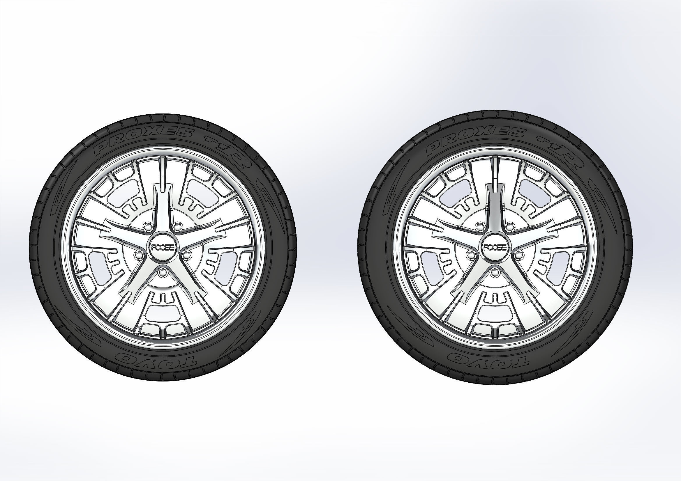 Set of custom wheels Foose Gusset for your scale model 3D print model_4