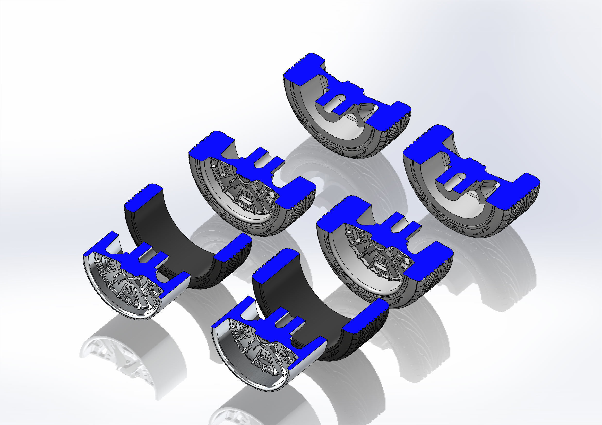 Set of custom wheels Foose Gusset for your scale model 3D print model_10