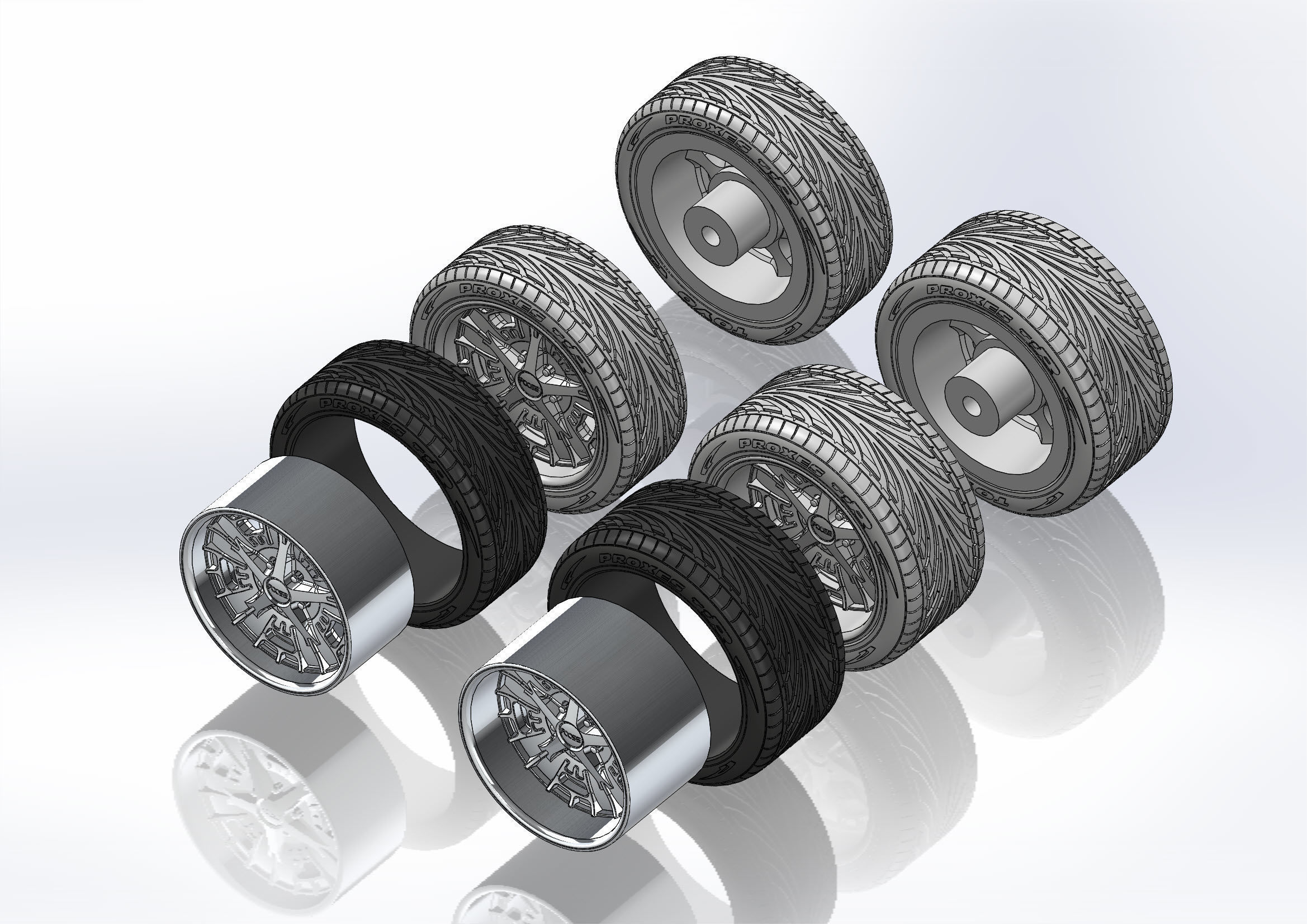 Set of custom wheels Foose Gusset for your scale model 3D print model_9