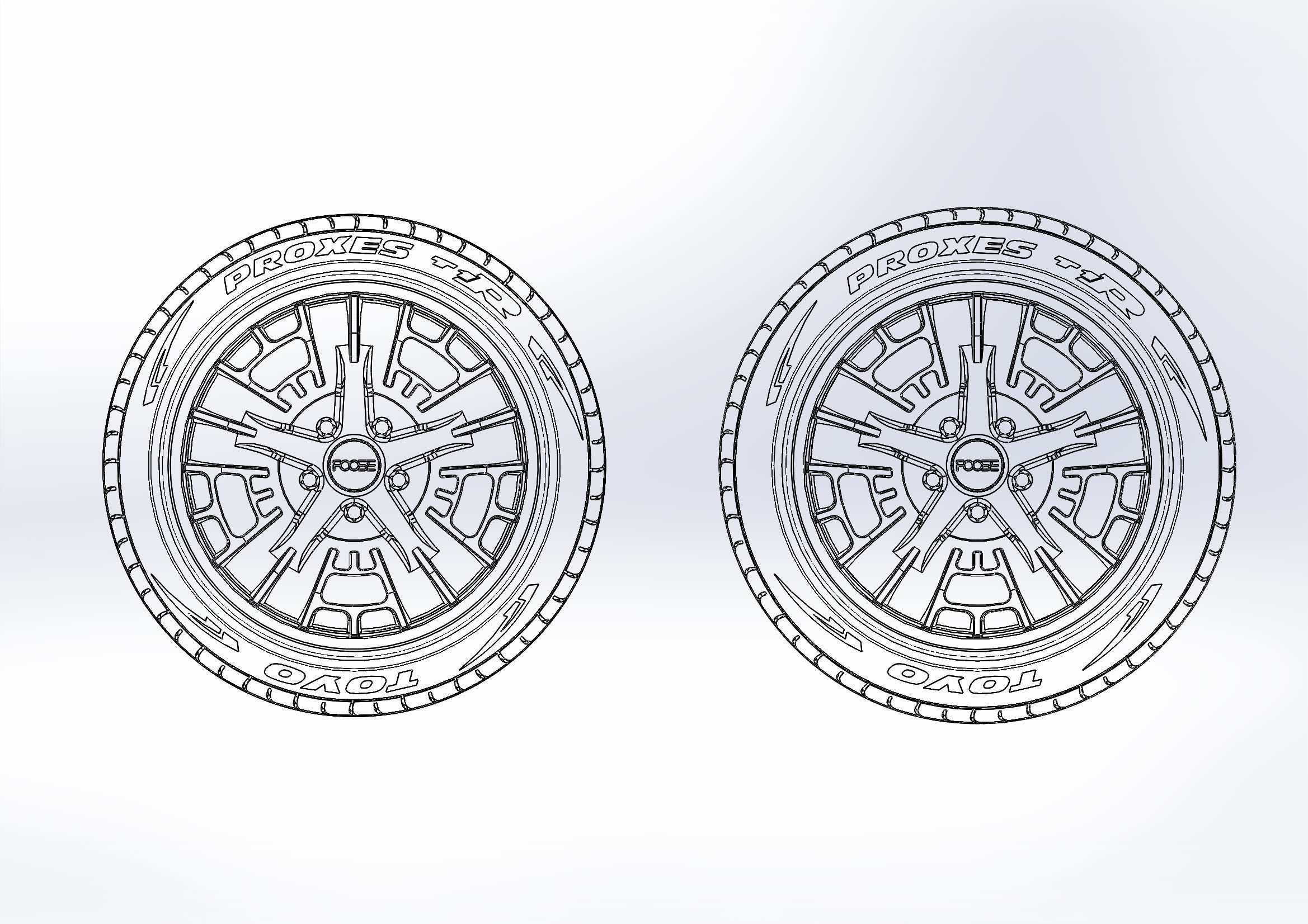 Set of custom wheels Foose Gusset for your scale model 3D print model_5