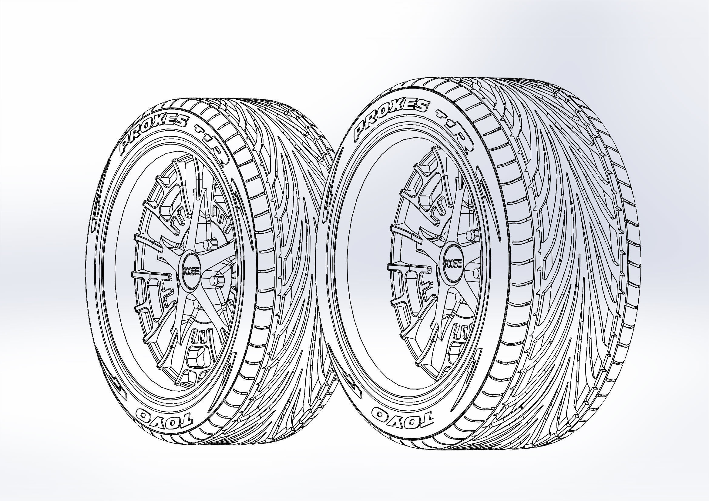 Set of custom wheels Foose Gusset for your scale model 3D print model_6