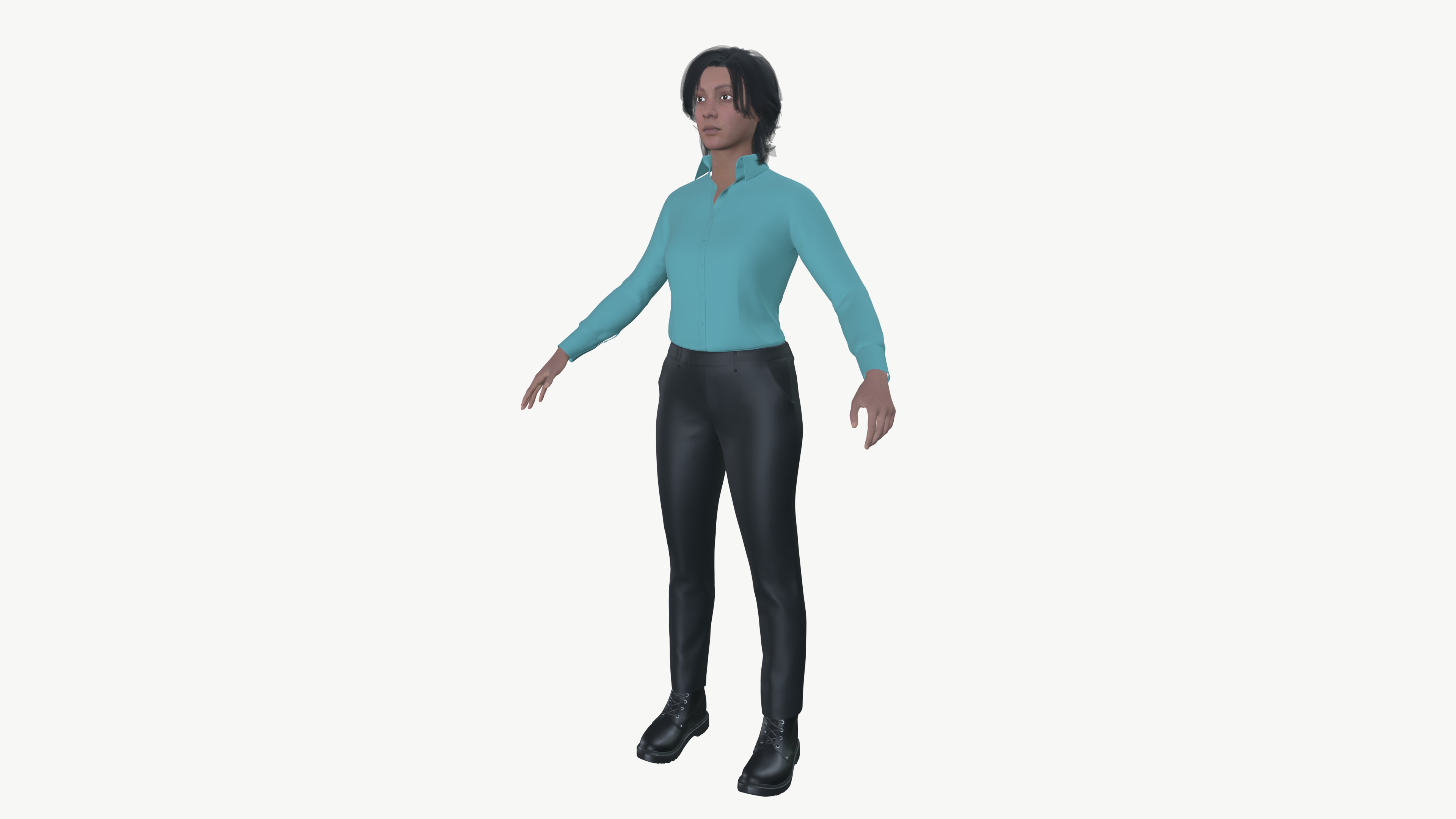 Female 3D Character Low-poly 3D model_2