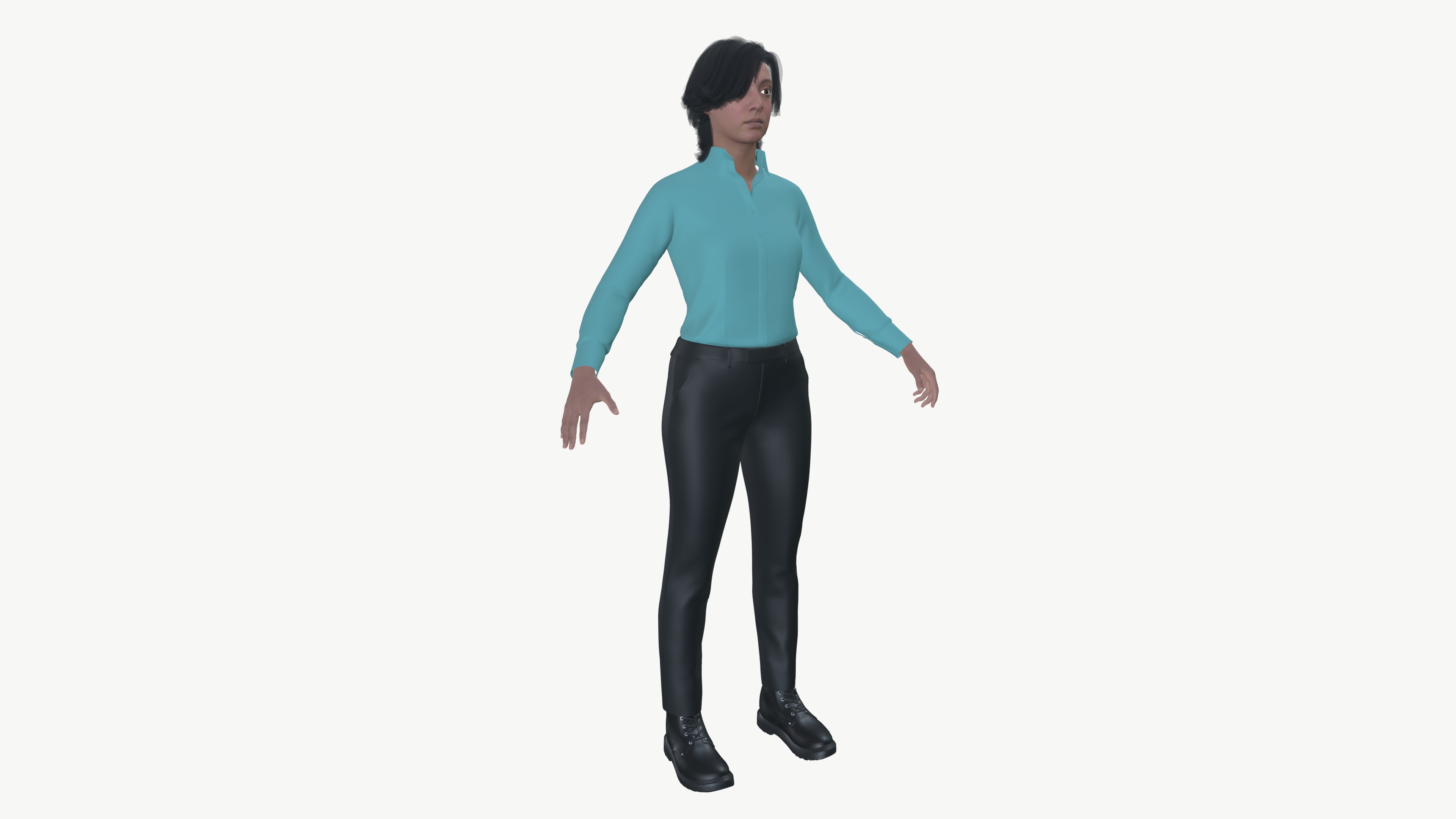 Female 3D Character Low-poly 3D model_5