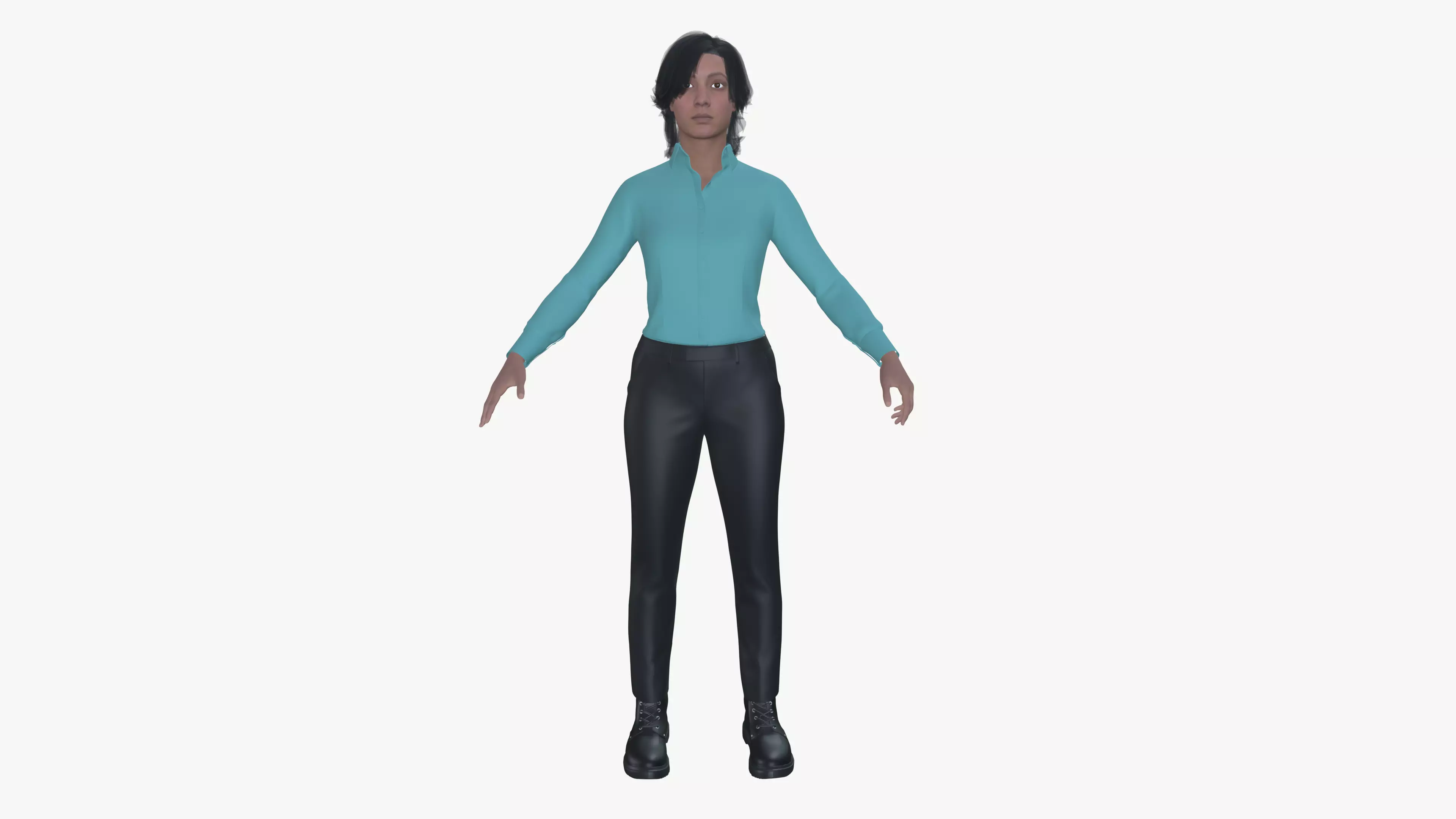 Female 3D Character Low-poly 3D model_0