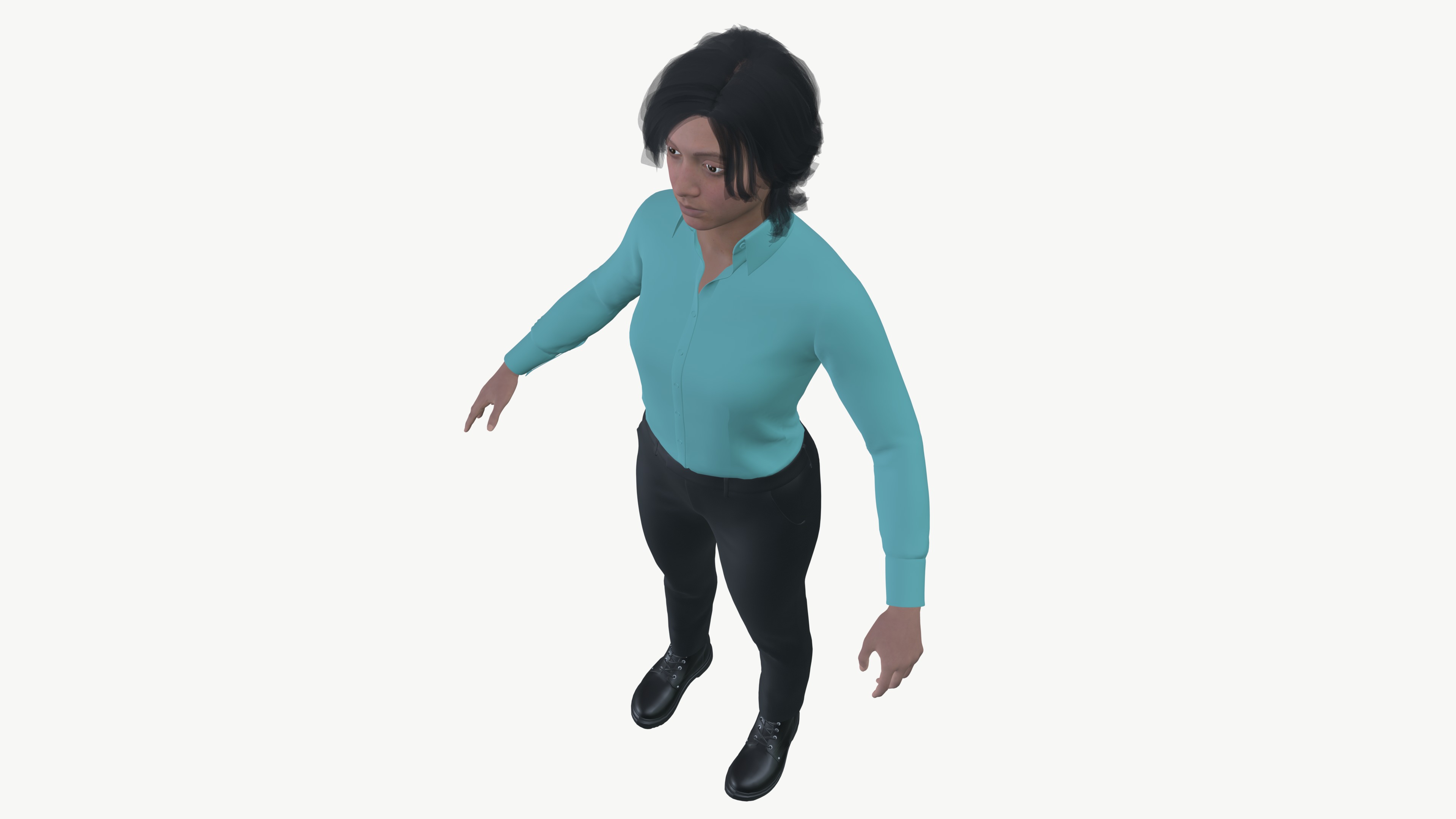 Female 3D Character Low-poly 3D model_7