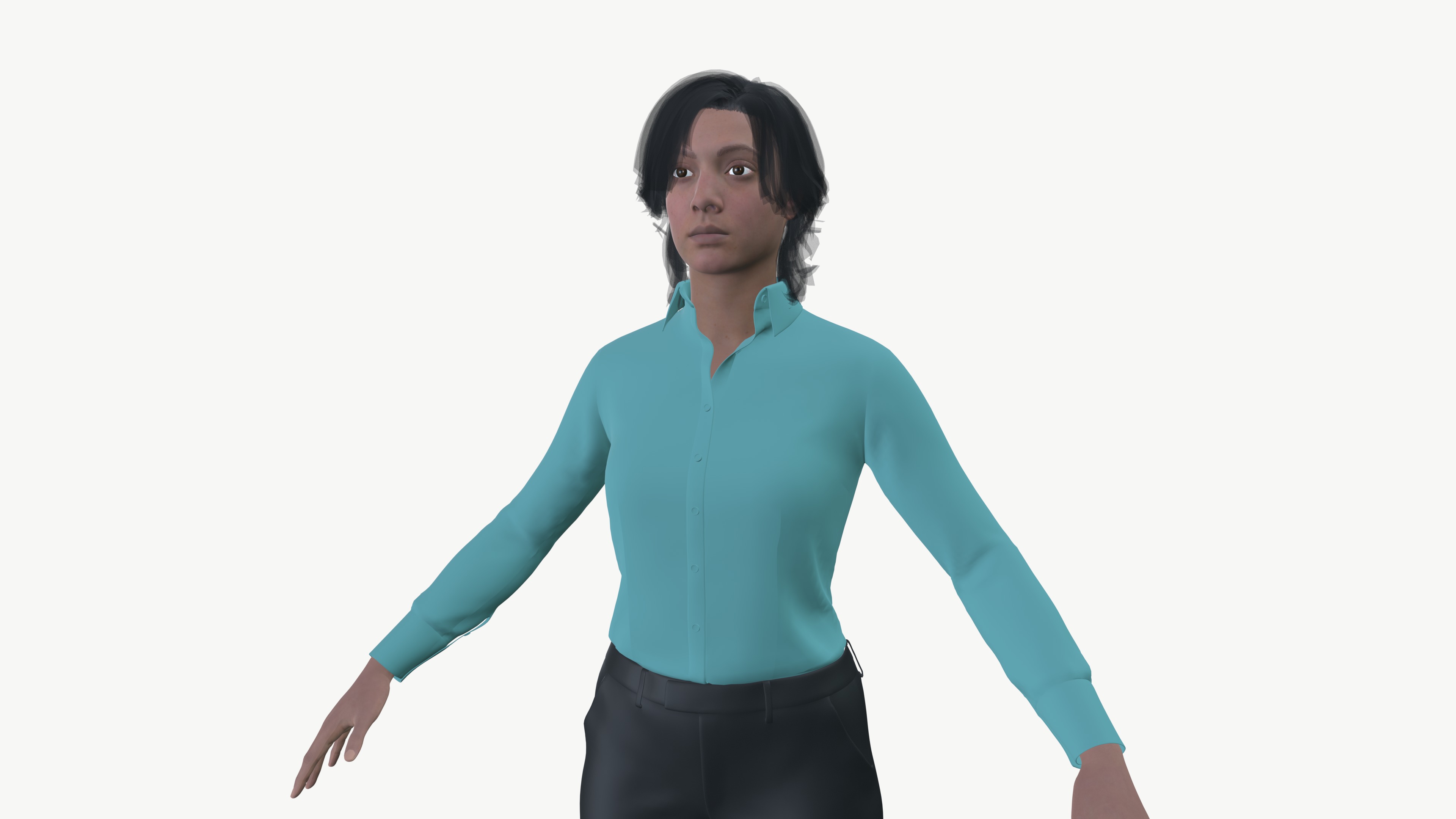 Female 3D Character Low-poly 3D model_6